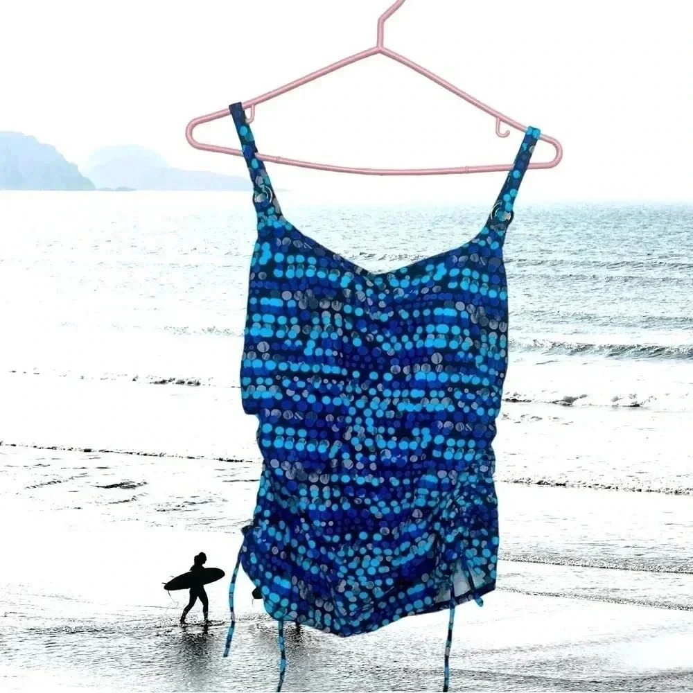 Byron Bay Tankini Top w Adjustable Straps, Adjustable Side Shirring, 32D